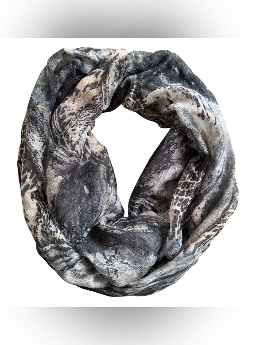 Women's Gray Black Beige Animal Print Knit Infinity Scarf Polyester
